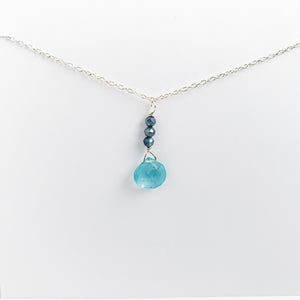 
                
                    Load image into Gallery viewer, Apatite &amp;amp; Sapphire Raindrop Necklace
                
            