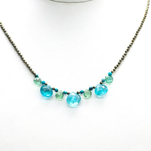
                
                    Load image into Gallery viewer, Apatite &amp;amp; Tourmaline Quarter Ruffle Necklace
                
            