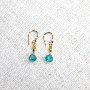 Apatite & Citrine Raindrop Gold Earrings