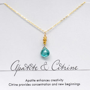 
                
                    Load image into Gallery viewer, Apatite &amp;amp; Citrine Raindrop Gold Necklace
                
            