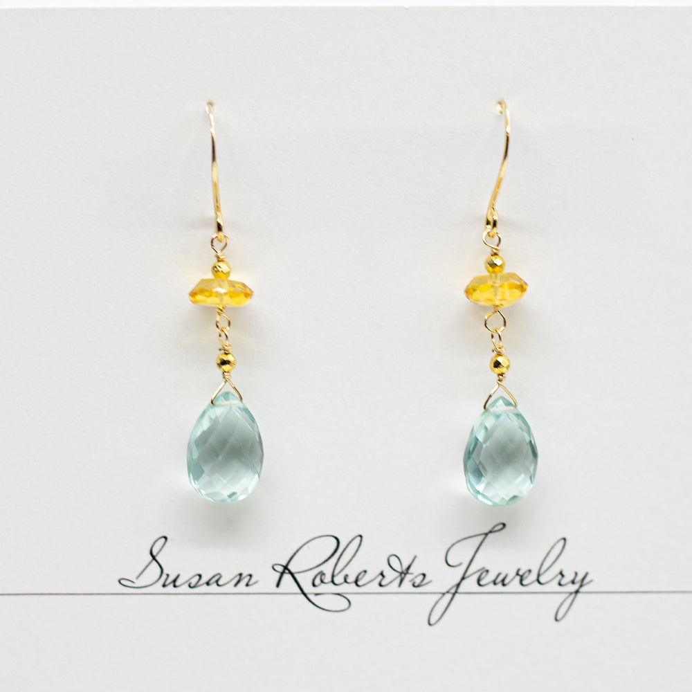 Aquamarine & Citrine Earrings