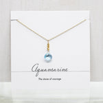 Aquamarine Raindrop Gold Necklace