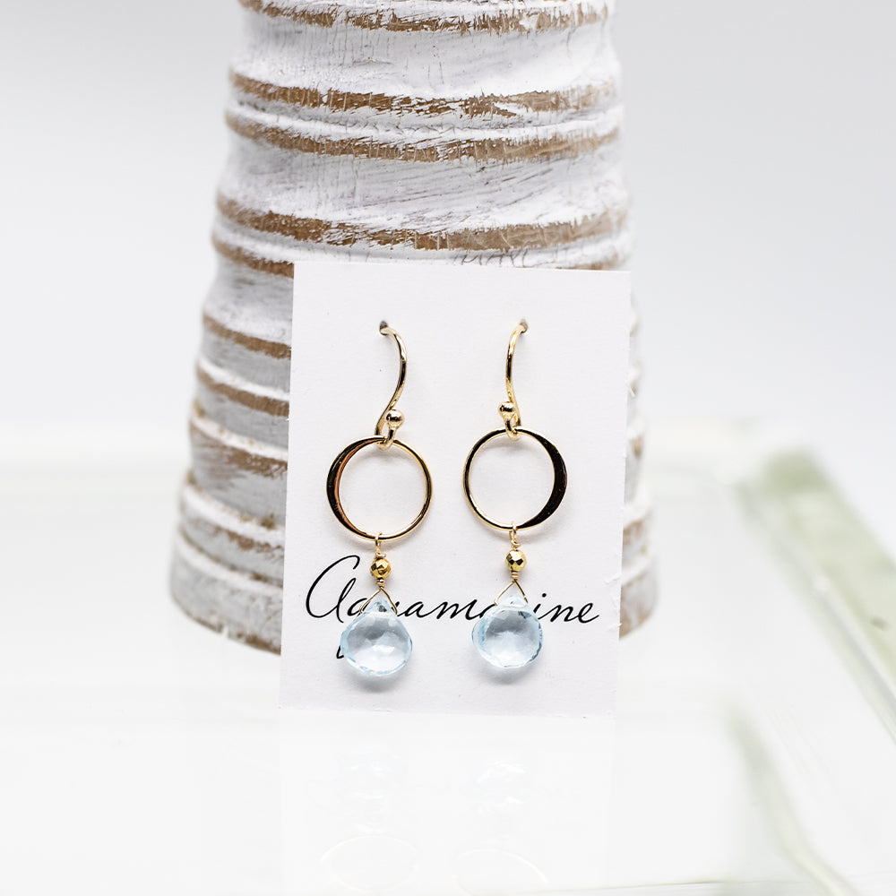 Aquamarine Ring Gold Earrings