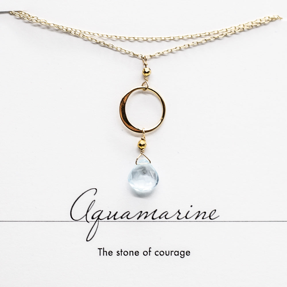 Aquamarine Ring Gold Necklace