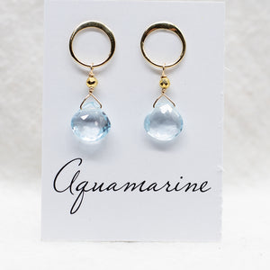 
                
                    Load image into Gallery viewer, Aquamarine Large Luna Gold Earrings
                
            