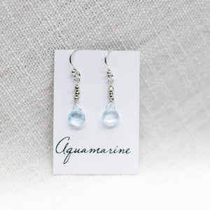 Aquamarine Raindrop Silver Earrings