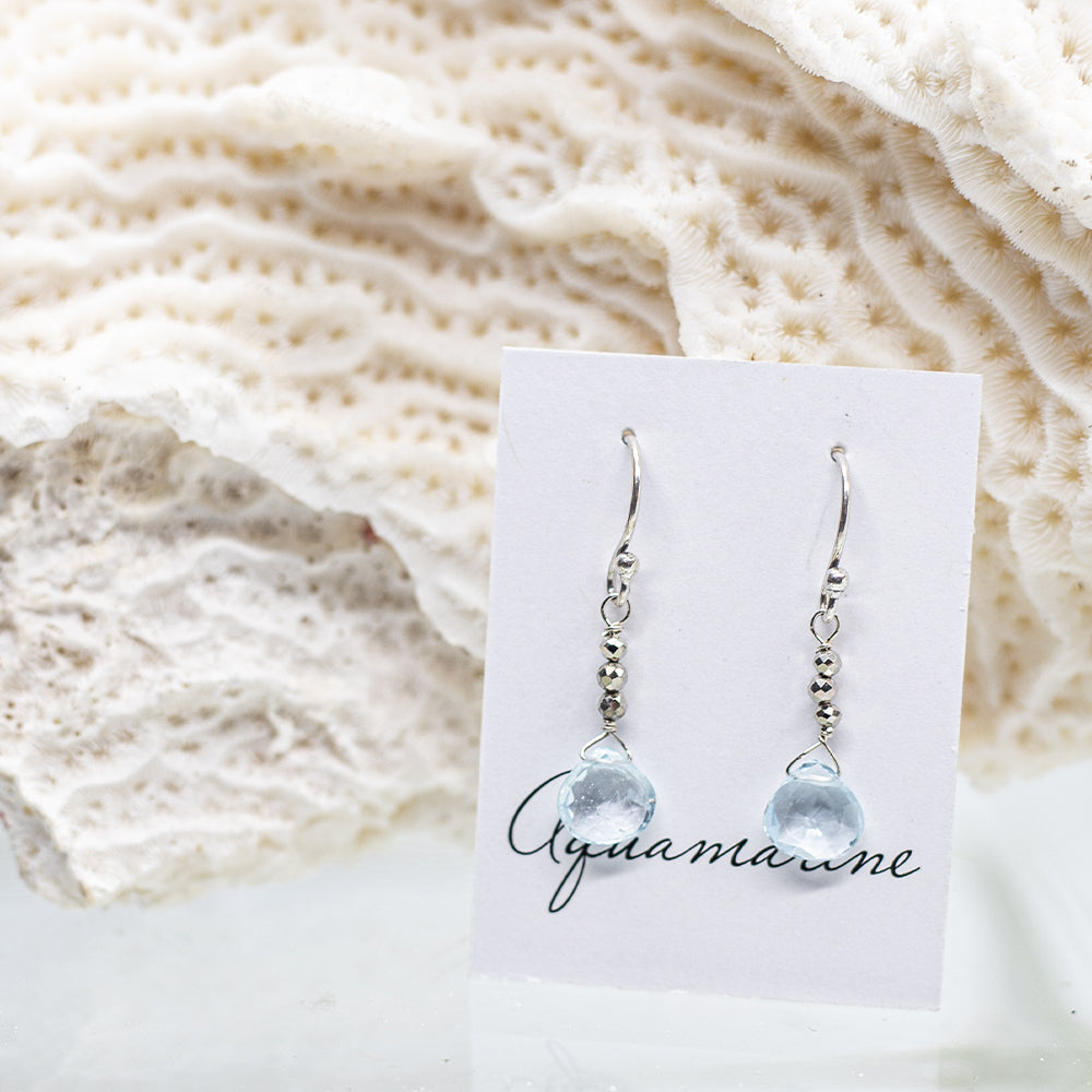 Aquamarine Raindrop Silver Earrings