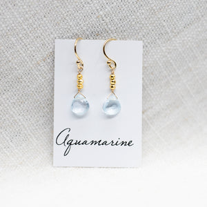 
                
                    Load image into Gallery viewer, Aquamarine Raindrop Gold Earrings
                
            