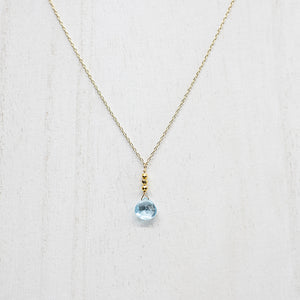 Aquamarine Raindrop Gold Necklace