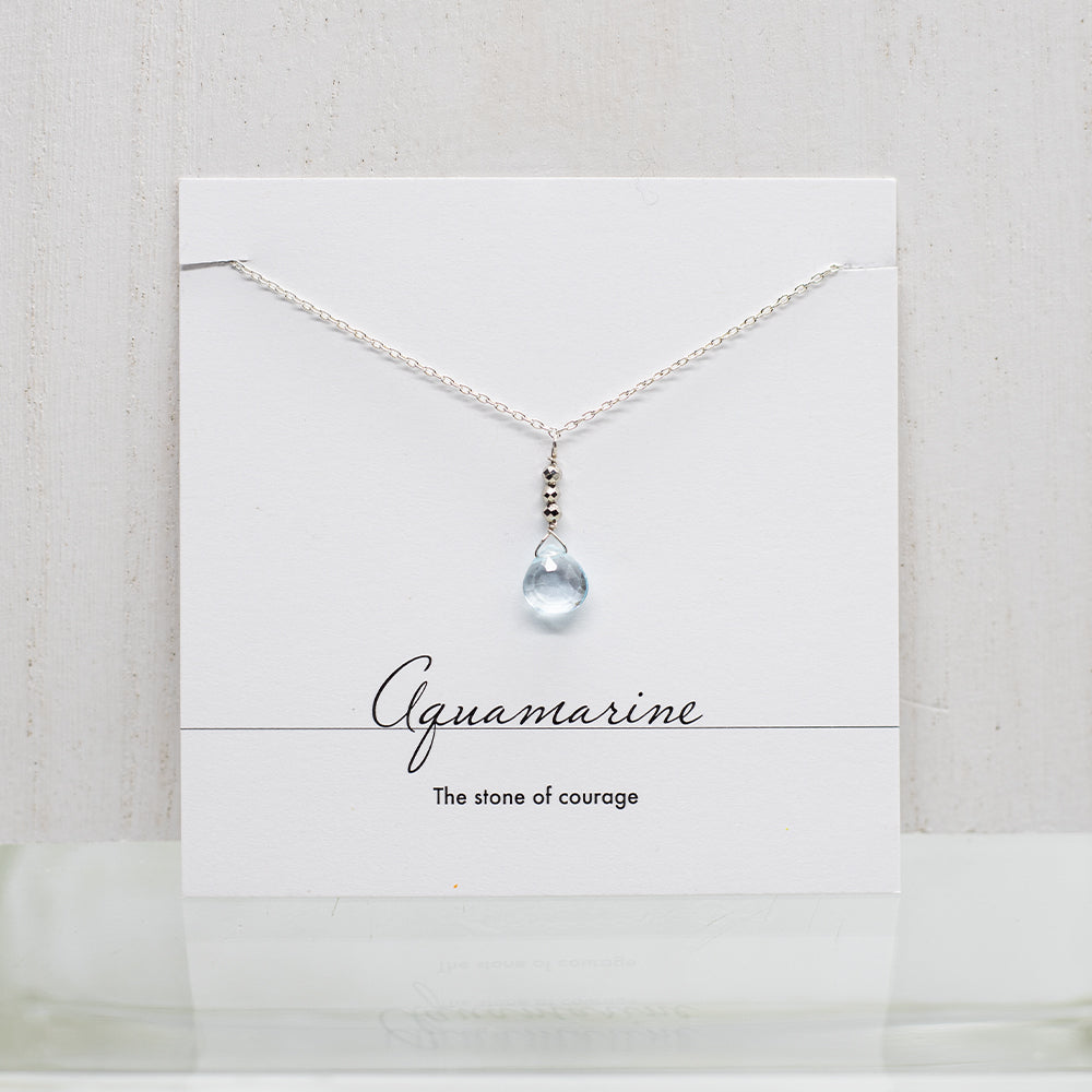 
                
                    Load image into Gallery viewer, Aquamarine Raindrop Silver Necklace
                
            