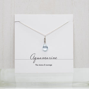 Aquamarine Raindrop Silver Necklace