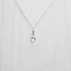 Aquamarine Raindrop Silver Necklace