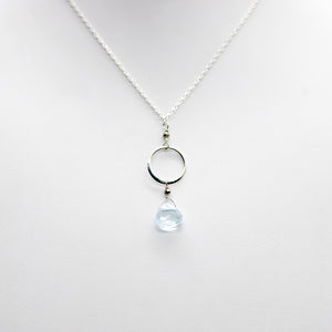 Aquamarine Ring Silver Necklace