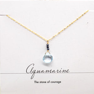 
                
                    Load image into Gallery viewer, Aquamarine &amp;amp; Sapphire Raindrop Gold Necklace
                
            