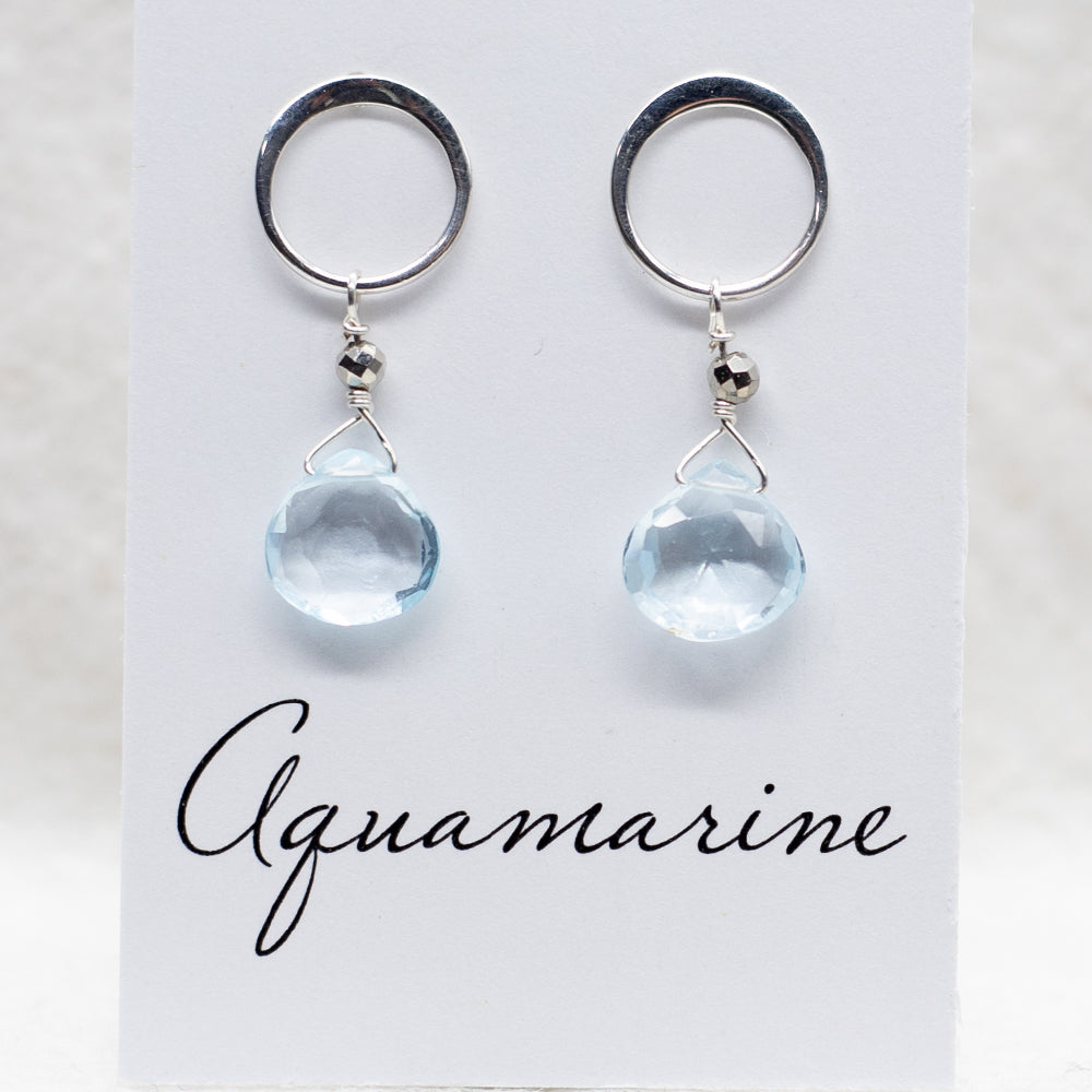 Aquamarine Luna Silver Earrings