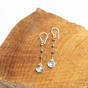 Aquamarine Waterfall Silver Earrings