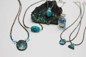 Azurite Mini Oval Pendant Necklace