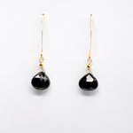 Black Spinel Droplet Gold Earrings