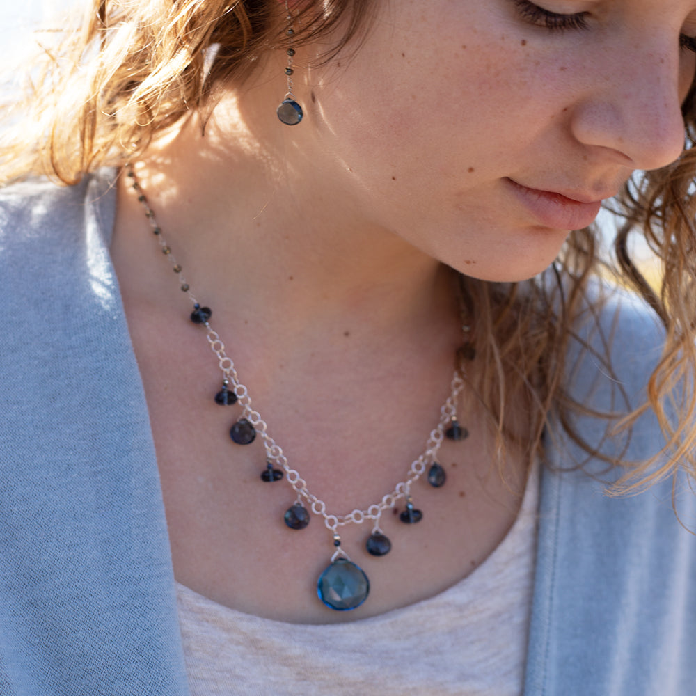 Blue Quartz Droplet Necklace