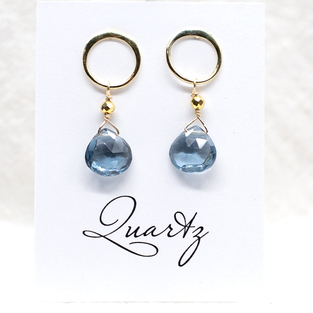Blue Quartz Luna Gold Earrings