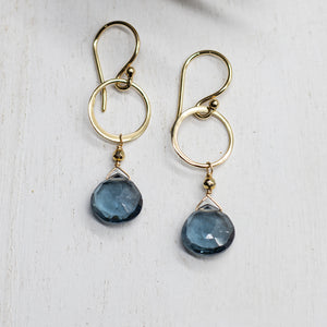 Blue Quartz Ring Gold Earrings