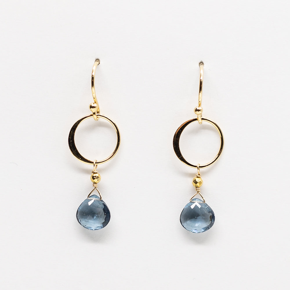 Blue Quartz Ring Gold Earrings