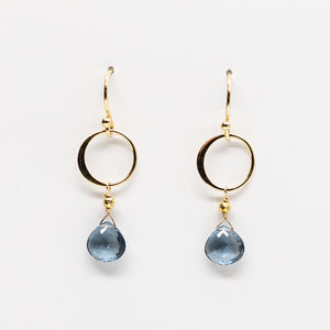 
                
                    Load image into Gallery viewer, Blue Quartz Ring Gold Earrings
                
            