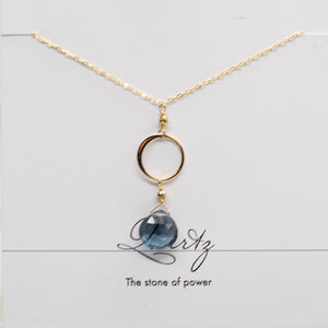 Blue Quartz Ring Gold Necklace