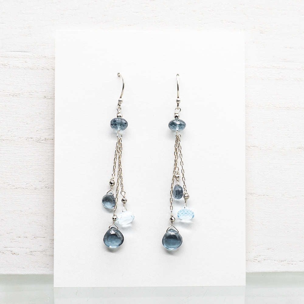 
                
                    Load image into Gallery viewer, Blue Quartz &amp;amp; Topaz Tassel Earrings
                
            
