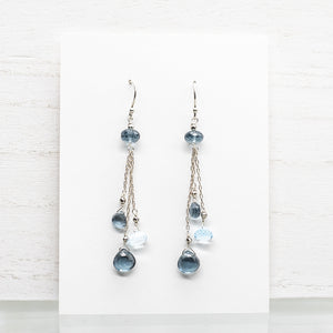 Blue Quartz & Topaz Tassel Earrings
