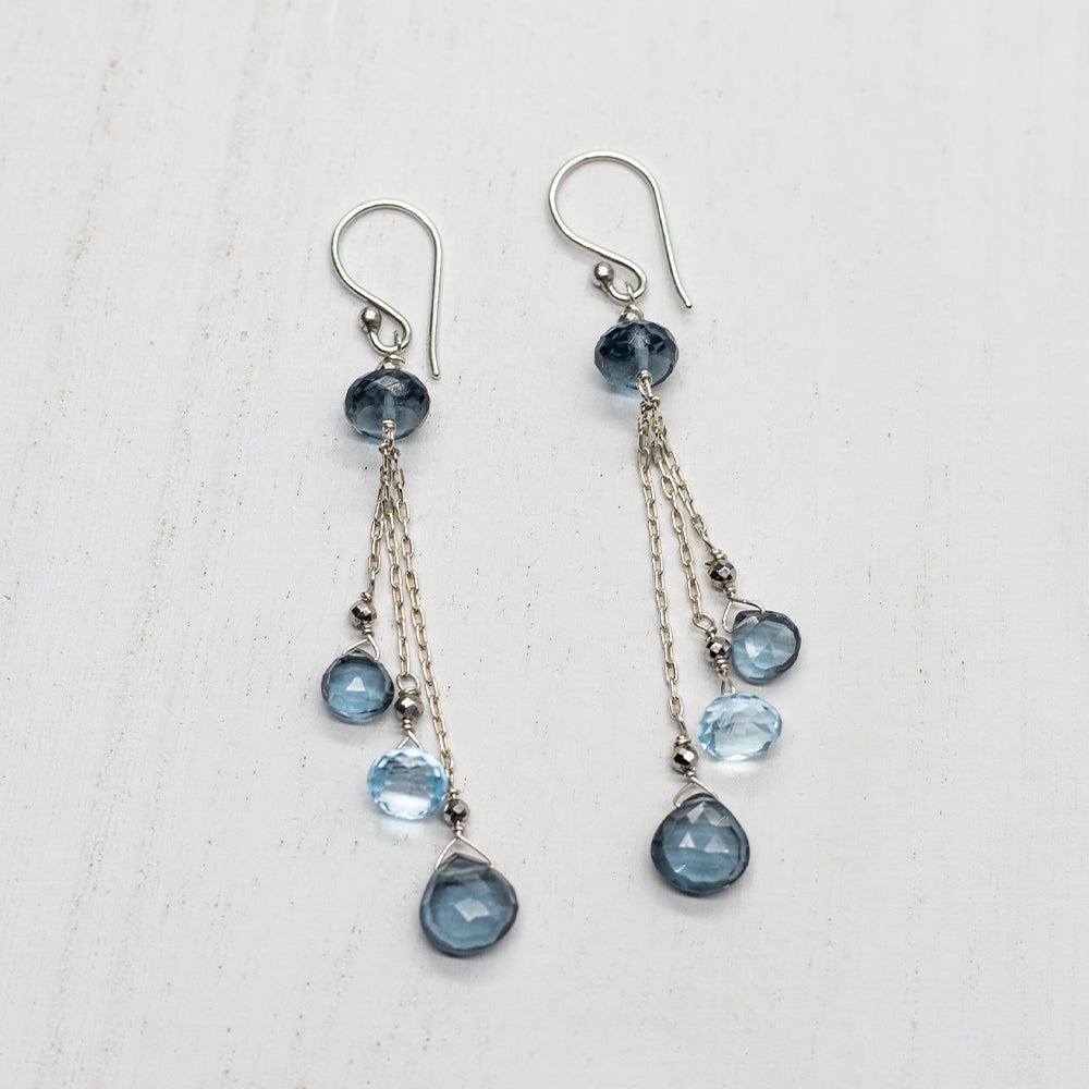 
                
                    Load image into Gallery viewer, Blue Quartz &amp;amp; Topaz Tassel Earrings
                
            