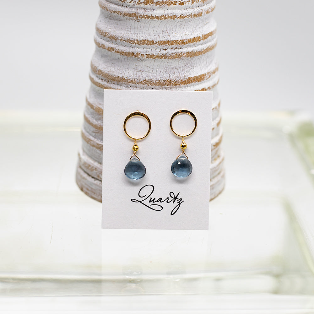 Blue Quartz Luna Gold Earrings