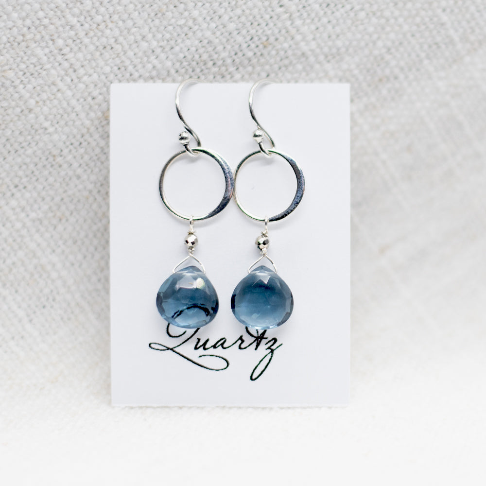 Blue Quartz Ring Silver Earrings