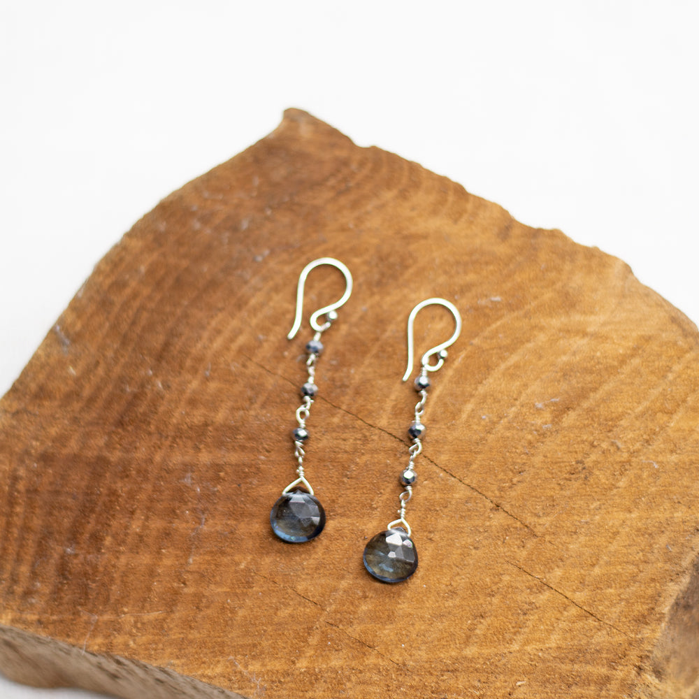 
                
                    Load image into Gallery viewer, Blue Quartz Waterfall Silver Earrings
                
            