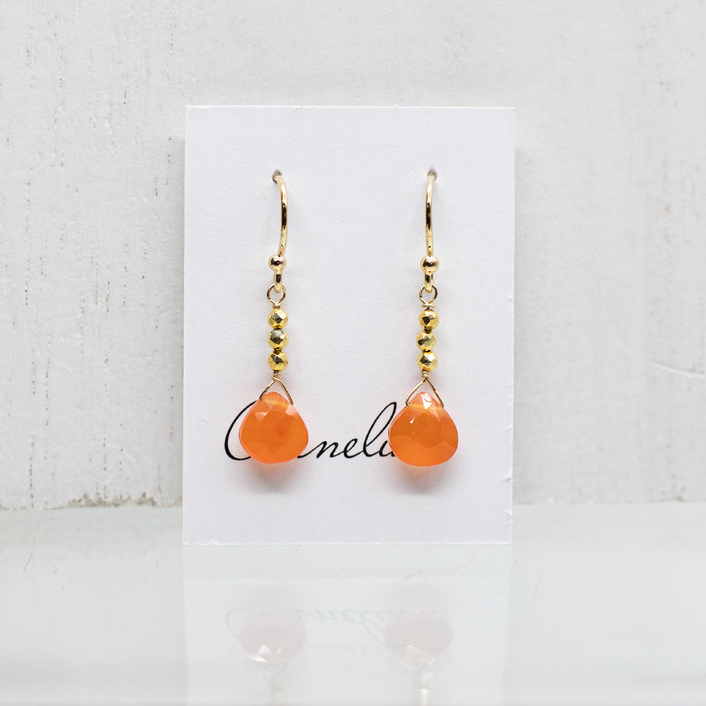 Carnelian Raindrop Gold Earrings