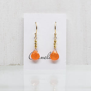 Carnelian Raindrop Gold Earrings