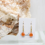 Carnelian Raindrop Gold Earrings