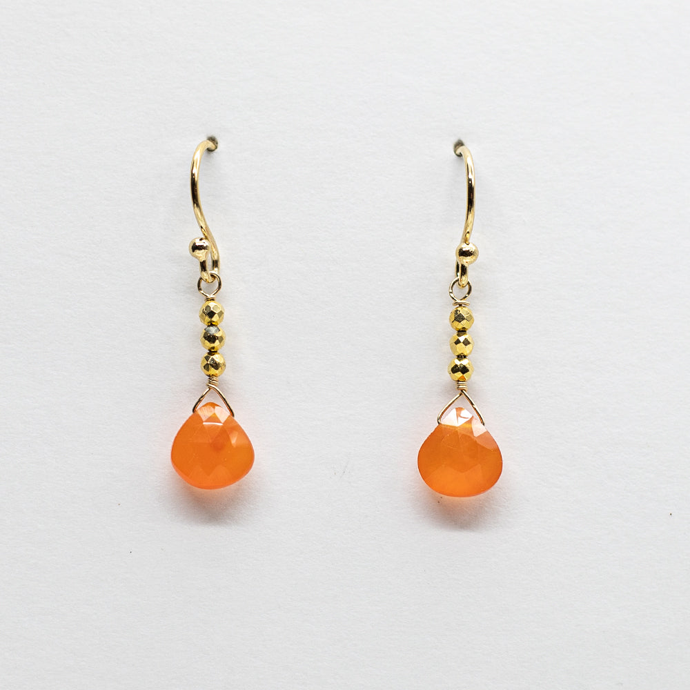 Carnelian Raindrop Gold Earrings