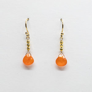 Carnelian Raindrop Gold Earrings