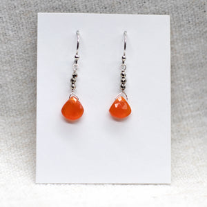 Carnelian Silver Raindrop Earrings