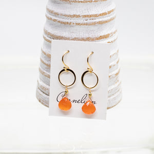 
                
                    Load image into Gallery viewer, Carnelian Ring Gold Earrings
                
            