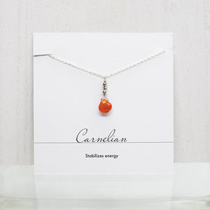 
                
                    Load image into Gallery viewer, Carnelian Raindrop Silver Necklace
                
            