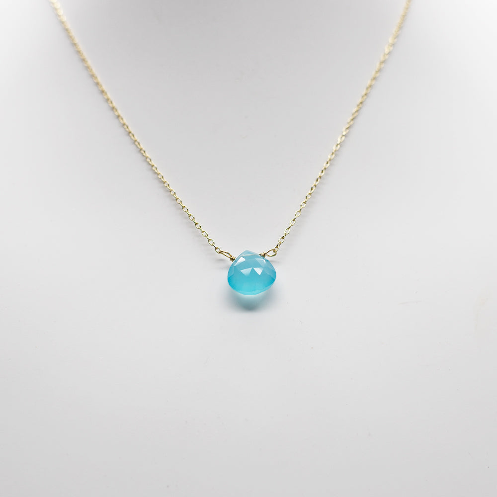 Chalcedony Heart Gold Necklace