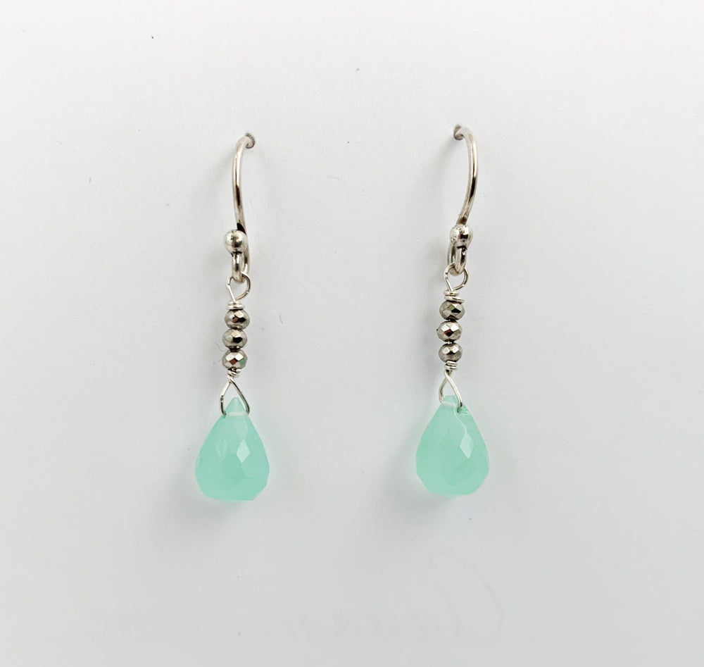 
                
                    Load image into Gallery viewer, Chalcedony Raindrop Earrings
                
            