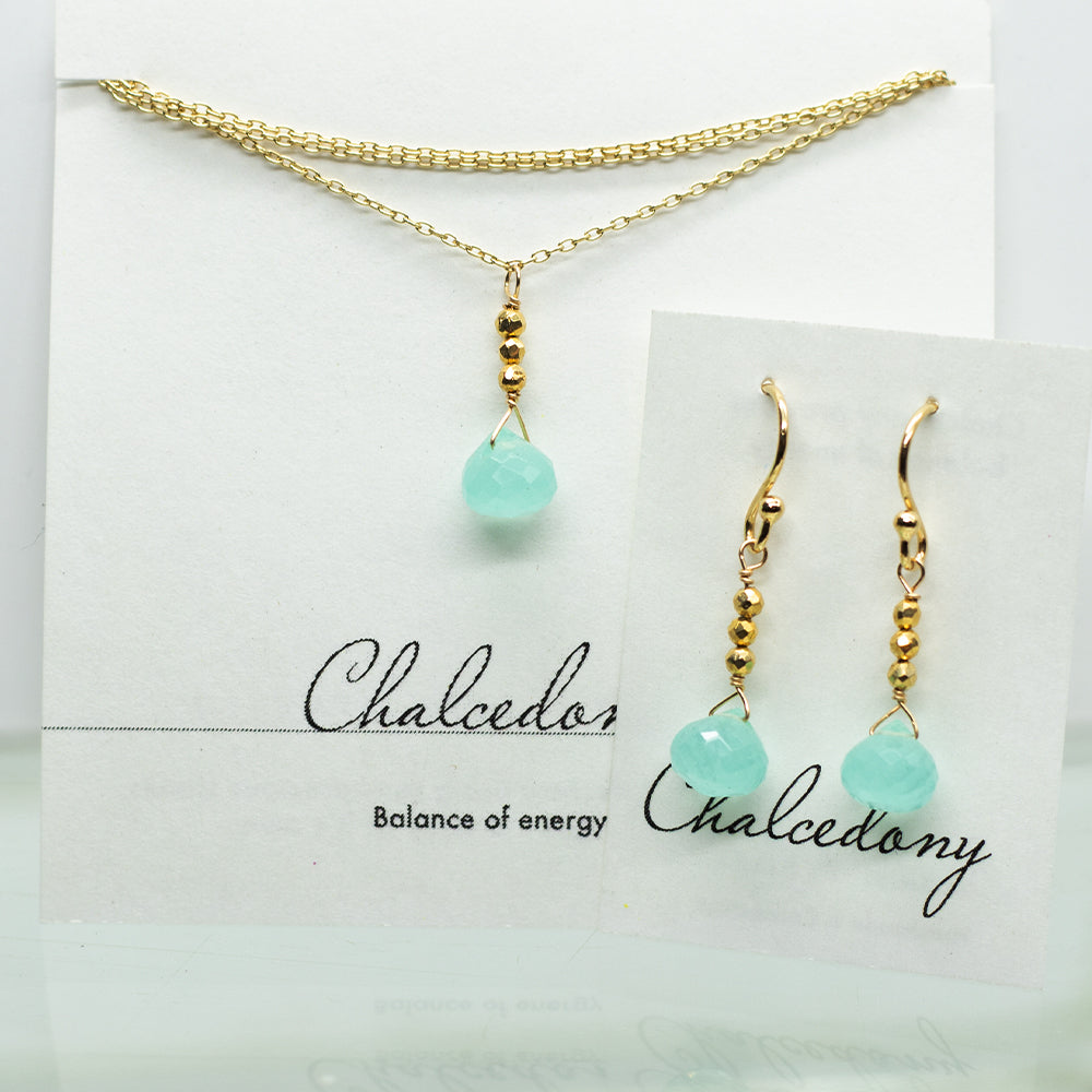 Chalcedony Gold Raindrop Set