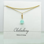 Chalcedony Raindrop Gold Necklace