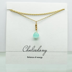 
                
                    Load image into Gallery viewer, Chalcedony Raindrop Gold Necklace
                
            