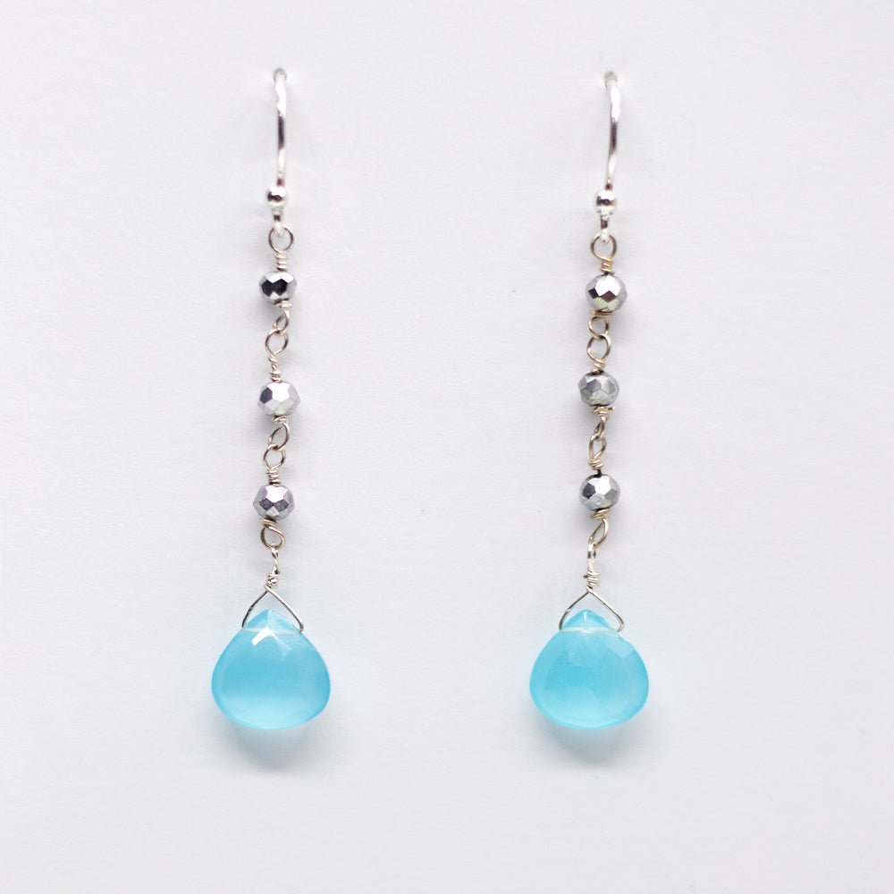 Chalcedony Waterfall Silver Earrings