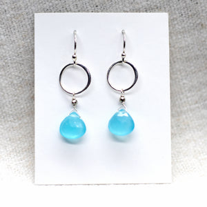 
                
                    Load image into Gallery viewer, Blue Chalcedony Ring Silver Earrings
                
            