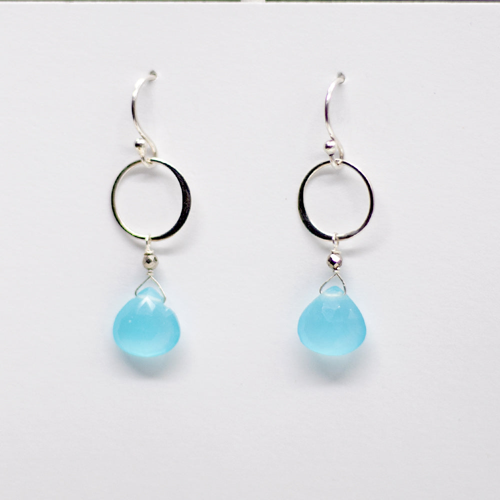 Blue Chalcedony Ring Silver Earrings